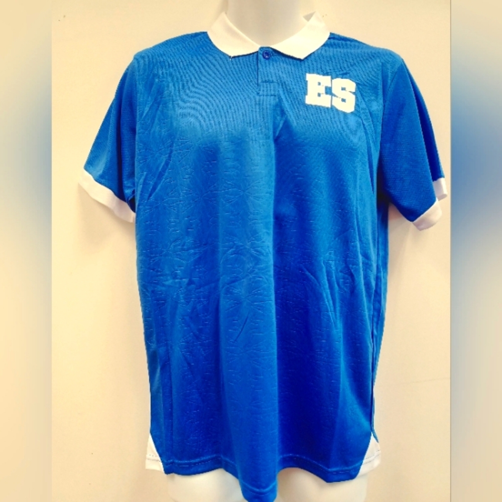 Blue and White Polo Shirt El Salvador Adult Size.